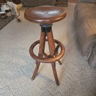 Xlnt Antique Drafting Architect Stool Marble   Shattuck Oak Cast Iron Adjustable
