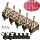 5  Toggle Switch Spst 12v 24v 250v Volt 15a On Off Flick Auto Car Boat 2-pole Us