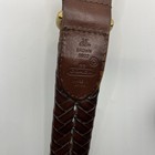 Coach Men s 34   brown Leather Herringbone Woven Belt Brass Buckle  5922
