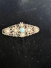Art Nouveau Czecho Signed Czechoslovakia Brooch Turquoise Glass Enamel