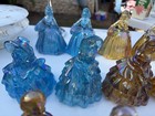 Lot Of 9 Vintage Wheaton Marigold Carnival Glass Belle Colonial Lady Figurines
