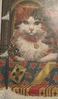 Humane Society Vintage Christmas Greeting Card Cat Glitter Wenvelope Unused