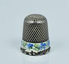 Antique Sterling Kmd Ketcham Mcdougall Silver Enamel Flower Thimble 8 Vintage