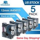 5pk For Dymo D1 12mm Label Tape Black On White 45013 S0720530 Cassette 1 2  160