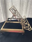 Vintage Heavy Brass Book Holder Stand Folding   Adjustable