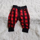 Amazon 100  Cotton Black And Red Buffalo Plaid Pull On Pants 6-12 Months