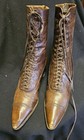 Antique Edwardian Women   s Brown Leather Lace Up Boots Byrn s Boot Shop K c  1910