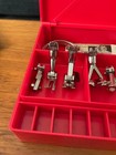 Bernina 830 Record Red Accessory Case box W presser Feet  Genuine Bobbins  Etc