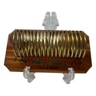 Vintage Brass Wood Letter Holder Organizer Trees Of Mystery 1960s Desk Accessory