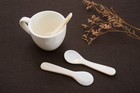 Set Of 6 White Mother Of Pearl Caviar Spoons For Caviar  Egg  Coffee Serving    