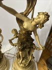 Pair Of Granitex 44    French Statues Lamps Circa 1915-1920   s Read Statement Piece