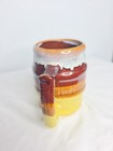 Vtg Stoneware Root Beer Barrel Multitone Yellow Drip Glaze Handled Mug 5  Tall