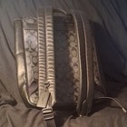 Coach Signature Logo Backpack Black gray Buckle Closure Adjustable Strap