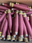 Wrapped Wood Quills  Mauve  Bobbins  Spools  Threaded  Textile  Lot Of 6