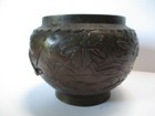 Vintage Chinese Japanese   Bronze Metal Pot Vessel Bird Old Patina  Sculpture  