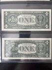 1 Federal Reserve Star Note Pair Consecutive Serial Numbers