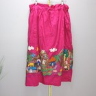 Vintage Style Hand Embroidered Village Scene Skirt Womens Xl Pink Excellent Folk