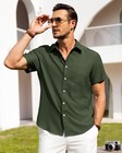 Alimens   Gentle Mens Linen Shirts Short Sleeve Button Down Shirts Wrinkle