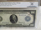  100 1914 Federal Reserve Note Chicago Pcgs Choice 35