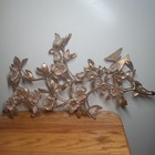 Vintage Mid Century Syroco Flowers Butterfly Cream Gold Wall Hanging 23    By 37   
