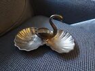 Silverplate Swan   Double Shell Divided Candy nut Dish  Made In Hong Kong
