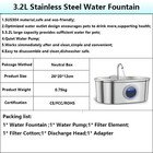 Stainless Steel Cat Dog Water Fountain 3 2l Pet Drinking Fountain Dispenser