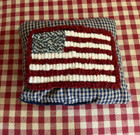 Primitive Wool Rug Hooking patriotic colonial Hand Hooked  american Flag  Pillow