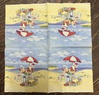 Two Single Cocktail Napkins For Decoupage Winter Christmas Santa On The Beach