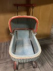 Antique Victorian Baby Doll Stroller Vintage Wicker Wood Iron Carriage
