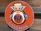 Gulf Gasoline Oil Gas Heavy Steel Metal Vintage Style Dealer Sign