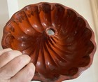 Large Redware Turk s Head Bowl baking Dish  Spongeware Decoration  9  Diameter