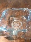 Vintage United States Us Senate Seal Clear Etched Glass Crystal Ashtray -square