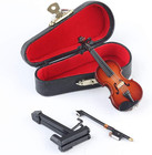 Wooden Miniature Violin With Stand  Bow And Case Mini Violin Musical Instrume   