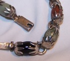 Vintage Sterling Silver Bracelet-925 Mexico Semi Precious Stones Hallmark Signed