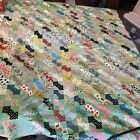 Vintage Bow Tie Quilt Top Patchwork 78   x63   