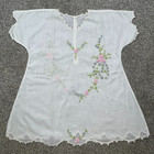 Vintage Embroidered Handmade Baby Girl Dress   Bonnet White Pink   Blue Flowers