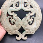 Old Chinese Han Dynasty Turquoise Carved Dragon Phoenix Fengshui Yubi  462