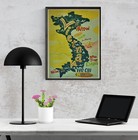 Vintage Vietnam War Poster Old Map Of Vietnam Famous Places Saigon To Hanoi