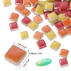 205pcs Square Ceramic Mosaic Tiles  Bulk Stained Mosaic Tiles  200g  Yellow Red 