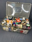 Vtg Clear Mcm Sewing Box Filled With Buttons Thread Sewing Items