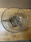 Large Crystal   Sterling Silver 3 Section Side Entree   Sauce Serving Bowl