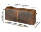 Full Grain Leather Pencil Case Zip Pen Pouch Handmade For Office School Travel
