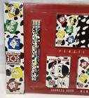 Vtg Disney 101 Dalmatians Desk Blotter Set Pencil Cup Address Memo Book Pencils