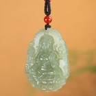 Chinese Natural Green Hetian Jade Jadeite Hand-carved Pendant Guanyin Gentleman