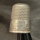 Antique Simmons Brothers Sterling Silver Thimble Ornate Scroll Star Motif Band