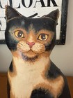 Vtg Hand Painted Folk Art Oilcloth   Canvas Stuffed Cat   Kitty - 12  Tall