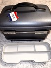 Vtg American Tourister Blue Hard Shell Train makeup Case W  Tray - Wo key