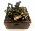 Vintage German Working Brass Sextant 5  Marine Nautical Collectible W Wooden Box