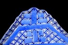 Japanese Porcelain Blue And White Kanji Antique 9 3 4  Triangular Plate   Dish