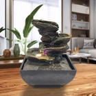 Indoor Tabletop Fountain 4tier With Light Natural Waterfall Sounds For Zen Decor